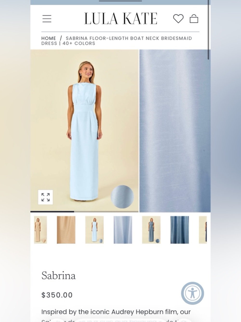 Lula Kate Sabrina Floor-Length Boat Neck Dress — Pale Blue